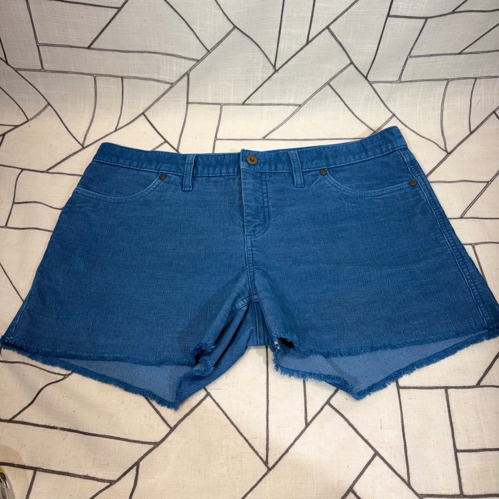 Carve Designs Corduroy Shorts 10 Blue Raw Hem Frayed Casual Fine Wale Cord
